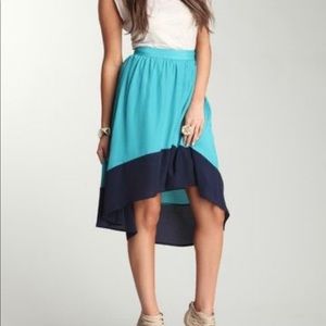 Olive & Oak color block midi skirt